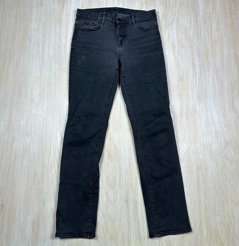 J Brand Black Stretch Straight Leg Jeans 29 Mid Rise Classic Denim Everyday